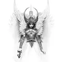 fallen angel by alexandre cabanel full sleeve with warrior like details tattoo design idea