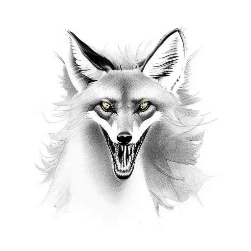 walking maned wolf tattoo design idea