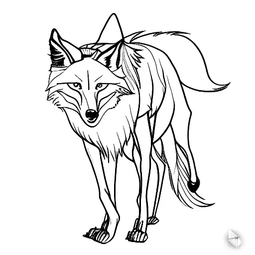 walking maned wolf from side tattoo design idea