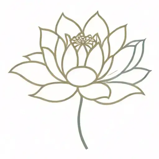 blue golden lotus flower tattoo design idea