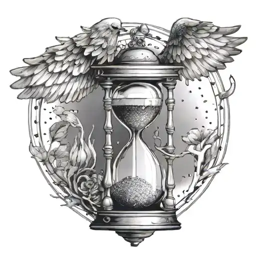 An hourglass with wings, representing the fleeting nature of life and the inevitability of death tattoo design idea