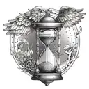 An hourglass with wings, representing the fleeting nature of life and the inevitability of death tattoo design idea