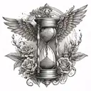 An hourglass with wings, representing the fleeting nature of life and the inevitability of death tattoo design idea