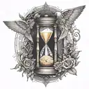 An hourglass with wings, representing the fleeting nature of life and the inevitability of death tattoo design idea