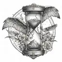 An hourglass with wings, representing the fleeting nature of life and the inevitability of death tattoo design idea
