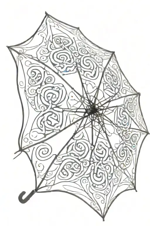 an umbrella with bring me the horizon logo intertwined tattoo design idea