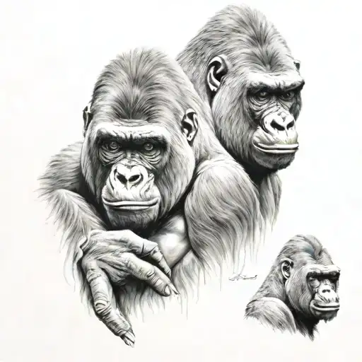 gorilla family tattoo design idea