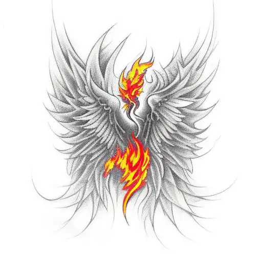 A phoenix engulfed in flames  tattoo design idea
