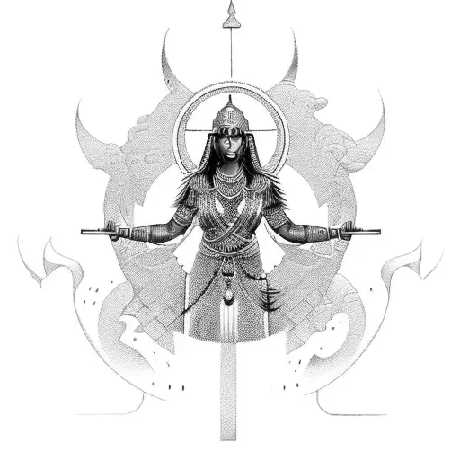 godess isis standing tattoo design idea