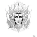 godess isis standing tattoo design idea