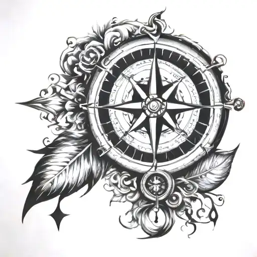 compass, spiritual awakening, warrior, violence, soft touch, full sleeve tattoo design idea
