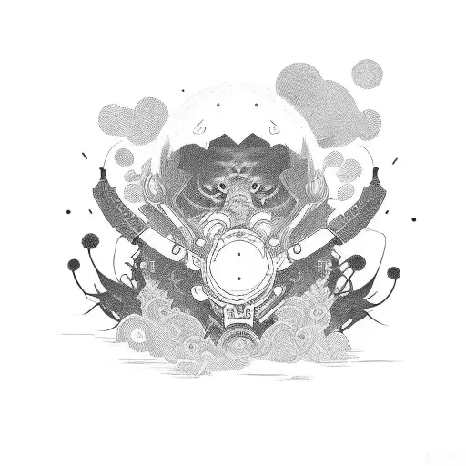 3 friend picture only outerlines and "bald" text on japan  tattoo design idea