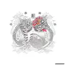 3 friend picture only outerlines and text ハゲた tattoo design idea