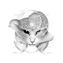 3 friend picture only outerlines and "bald" text on japan  tattoo design idea