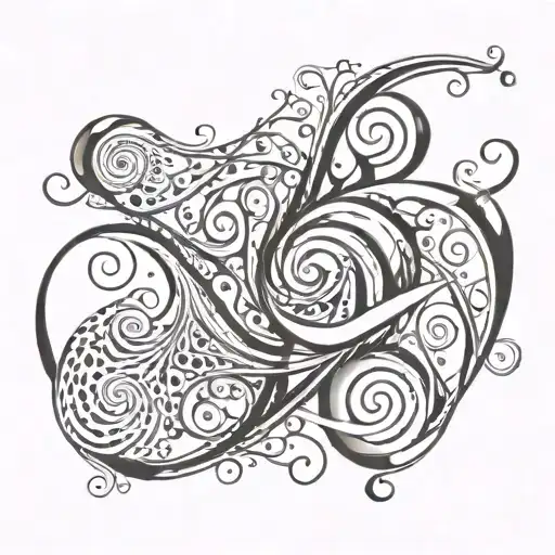Design a simple, small tattoo for a man's elbow in a style called "Abstract Fluidity." The tattoo should have swirling l tattoo design idea