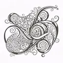 Design a simple, small tattoo for a man's elbow in a style called "Abstract Fluidity." The tattoo should have swirling l tattoo design idea