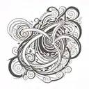 Design a simple, small tattoo for a man's elbow in a style called "Abstract Fluidity." The tattoo should have swirling l tattoo design idea