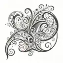 Design a simple, small tattoo for a man's elbow in a style called "Abstract Fluidity." The tattoo should have swirling l tattoo design idea