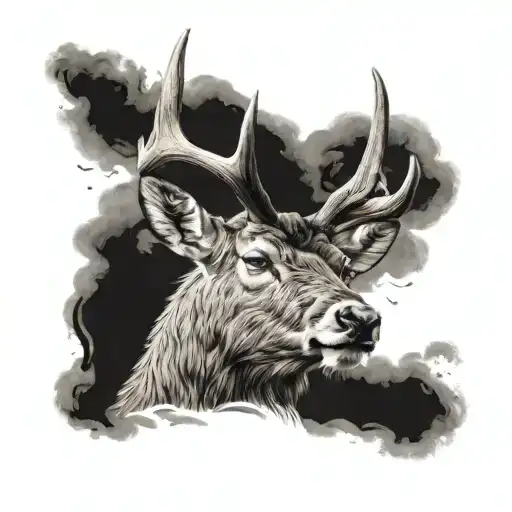 red deer head in Scottish Highlands   tattoo design idea