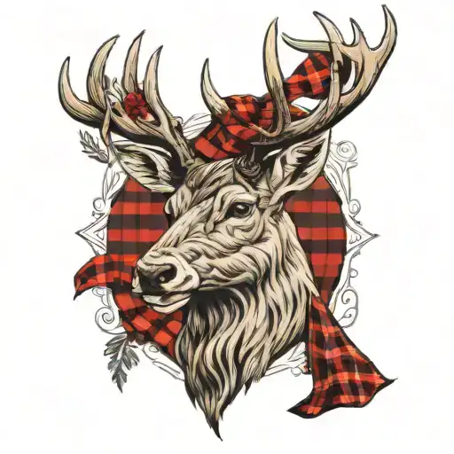 red deer head in Scottish Highlands   tattoo design idea
