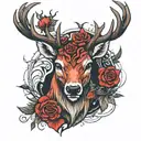 red deer head scary  tattoo design idea