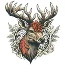 red deer head scary  tattoo design idea