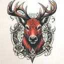 red deer head scary  tattoo design idea
