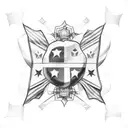 US, Spain and Cuban flags combined tattoo design idea