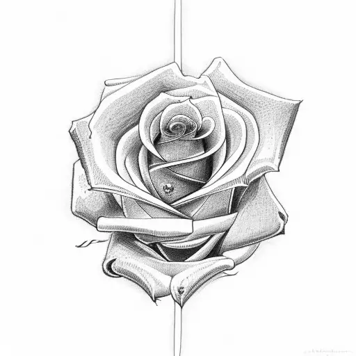 roses with cancer ribbon in front tattoo design idea