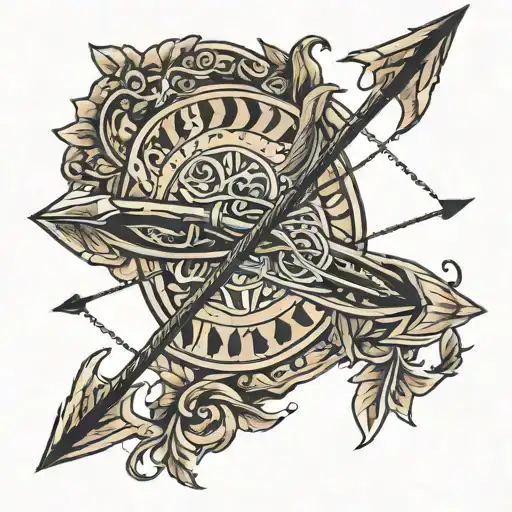 ancient history bow and arrow tattoo design idea