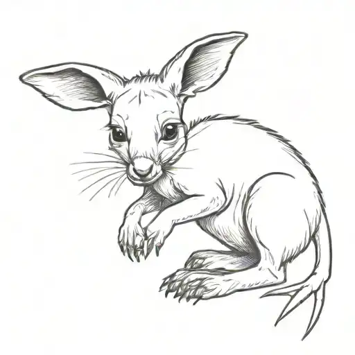 baby kangaroo wearing a tie tattoo design idea