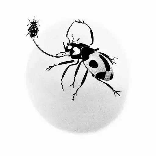 three ladybugs on a stick tattoo design idea
