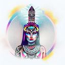 beautiful aztec warrior princess wearing ion on her head tattoo design idea