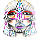 beautiful aztec warrior princess wearing ion on her head tattoo design idea