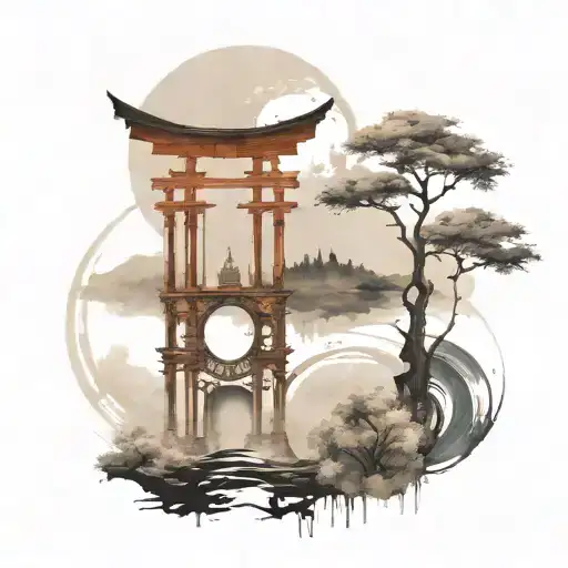 enso paint circle surround kind tattoo design idea