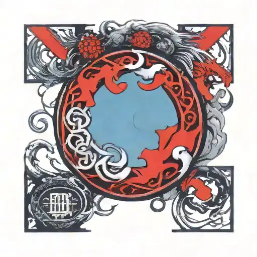 enso circle contains a tori gate tattoo design idea