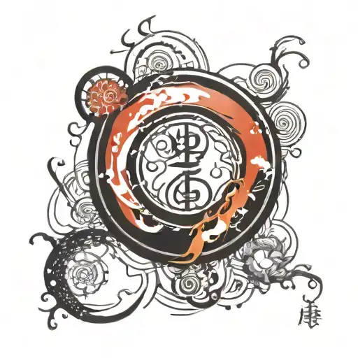 enso circlie with tori inside surrounded tattoo design idea