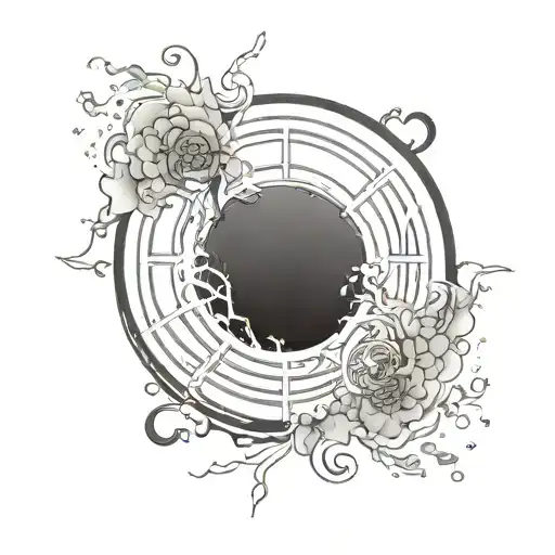 one simple enso zen circle tori gate tattoo design idea
