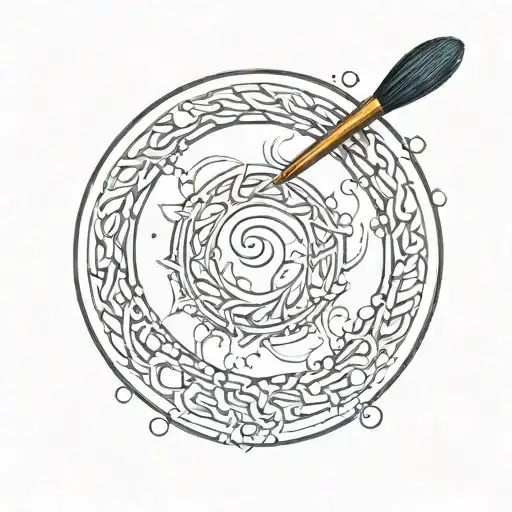 enso circle paint brush tattoo design idea