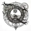 enso circle contains a tori gate tattoo design idea