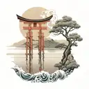 enso wave circle tattoo design idea