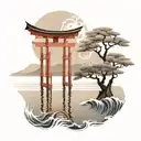 enso wave circle tattoo design idea