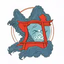 enso circle contains a tori gate tattoo design idea