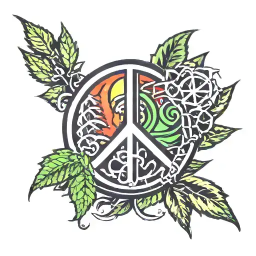 Reggae weed peace love symbol tattoo design idea