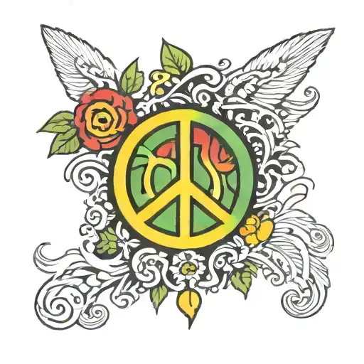 Peace Symbol, Reggae Colors, Peace&Love Writing. tattoo design idea