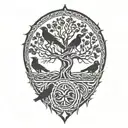 Yggdrasil and 2 crows  tattoo design idea