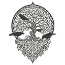 Yggdrasil and 2 crows  tattoo design idea