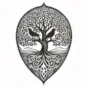 Yggdrasil and 2 crows  tattoo design idea