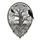 Yggdrasil and 2 crows  tattoo design idea