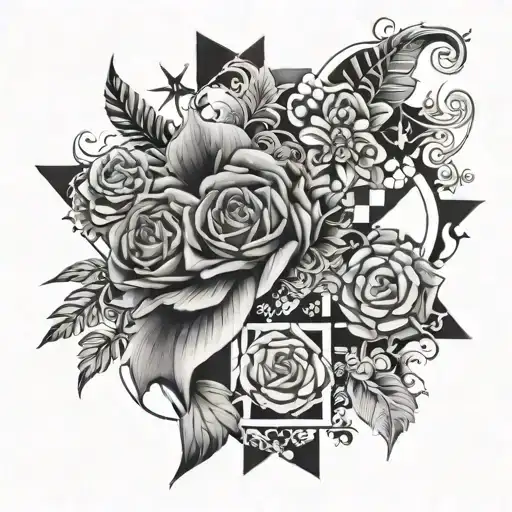 patchwork sleeve tattoo design idea